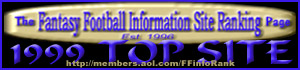 Fantasy Football Information Ranking Service, 1999 Top Information Site Award, 3rd Consecutive Year! 